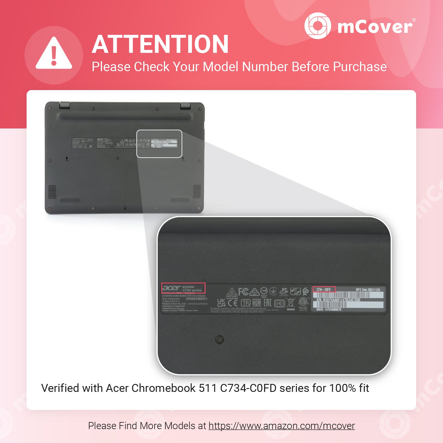 mCover Hard Case Only Compatible for 2021~2023 11.6" Acer Chromebook 511 C734 Series Traditional Clamshell Laptop Computers (NOT Compatible with Any Other Acer Models)