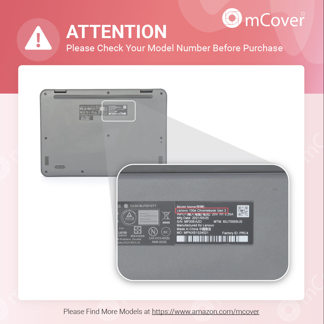 mCover Hybrid Case Only Compatible for 2021~2023 11.6" Lenovo Chromebook 100E Gen 3 / 300E G3 / 500E G3 Laptop (NOT Compatible for Other Lenovo Models)