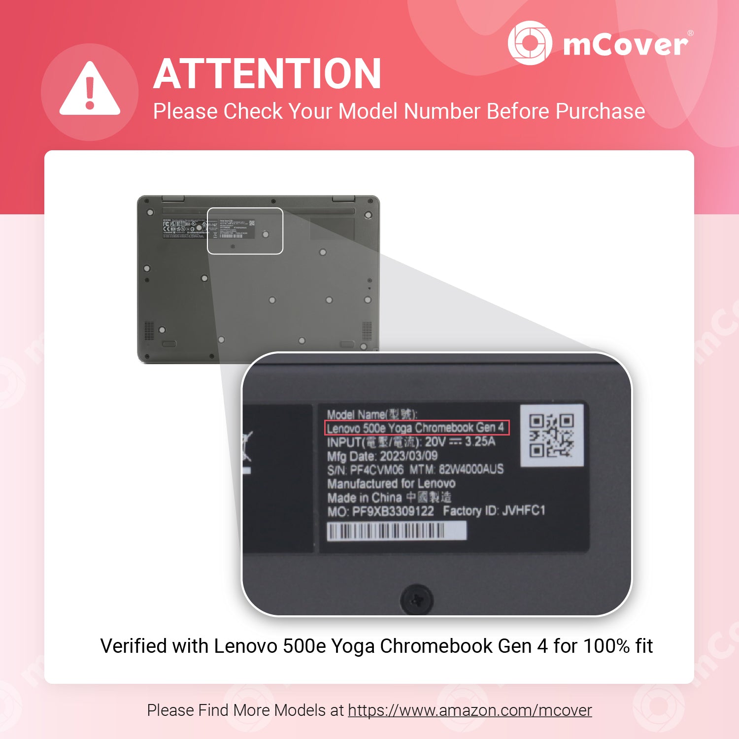 mCover Hard Shell Case ONLY Compatible for 2023~2024 12.2" Lenovo 500E Yoga Chromebook Gen4 2-in-1 Laptop (NOT Fitting Any Other Lenovo Models)