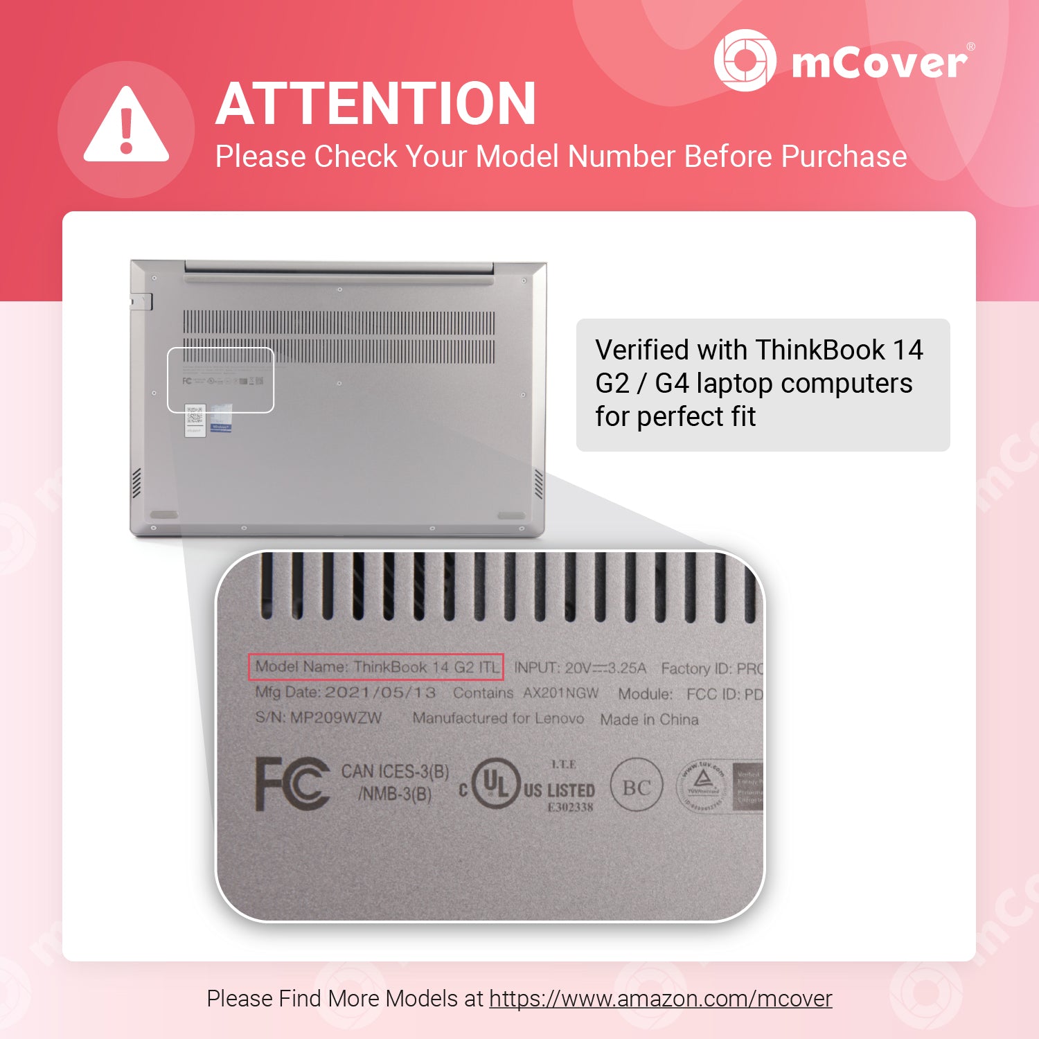 mCover Case ONLY Compatible for 2021~2023 14" Lenovo ThinkBook 14 G2 / G3 / G4 / G5 series Notebook PC (NOT Working with Other Lenovo Models)