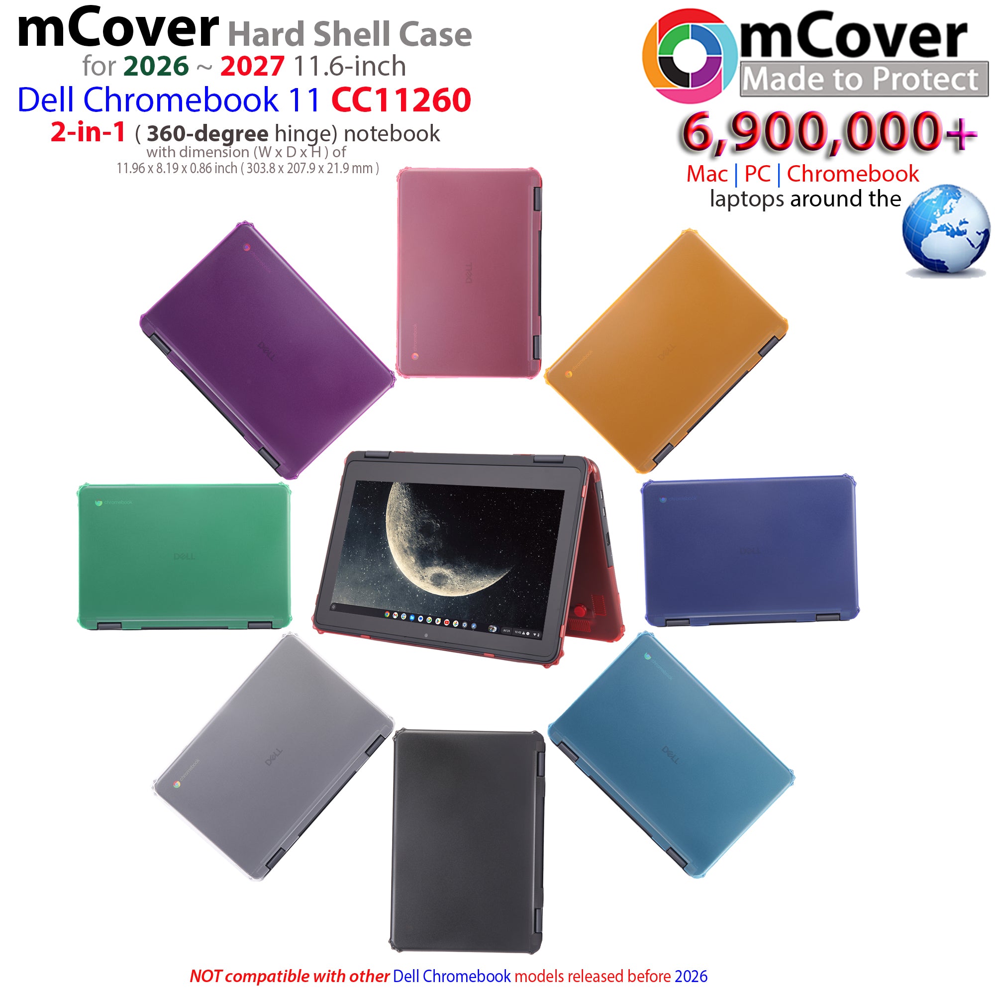 mCover Case Compatible Only for 2026+ 11.6" Dell Chromebook CC11260 2-in-1 (with 360° Hinge) Laptop Computer (NOT Fitting Any Other Dell Models)