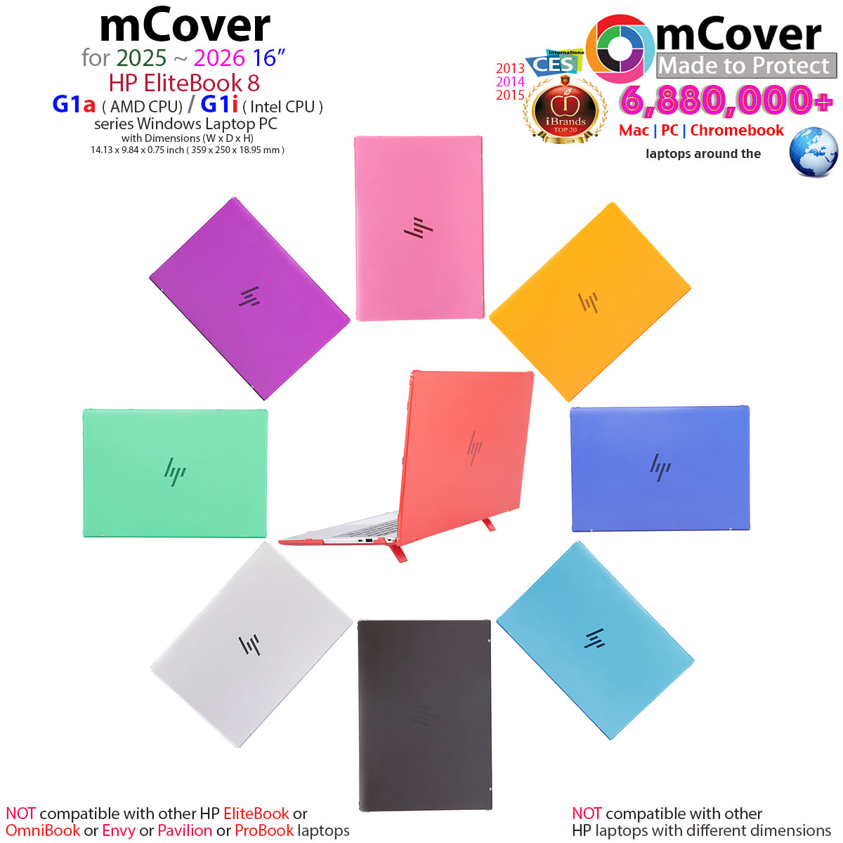 mCover Case Only Compatible for 2025～2026 16" HP EliteBook 8 G1a (AMD) | G1i (Intel) 16 inch Windows Notebook AI PC (Not for Other HP Models)