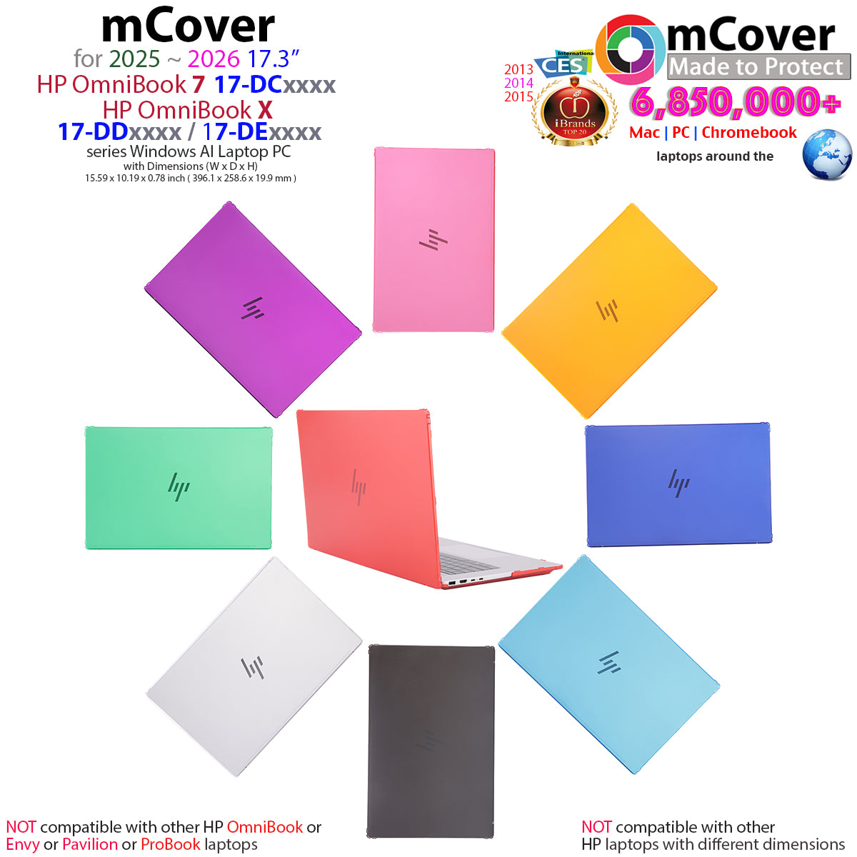 mCover Case ONLY Compatible for 17.3” 2025+ HP OmniBook 7 17-DCxxxx and OmniBook X 17-DDxxxx 17-DExxxx Series Windows Laptop PC (NOT Fitting Other HP Models)