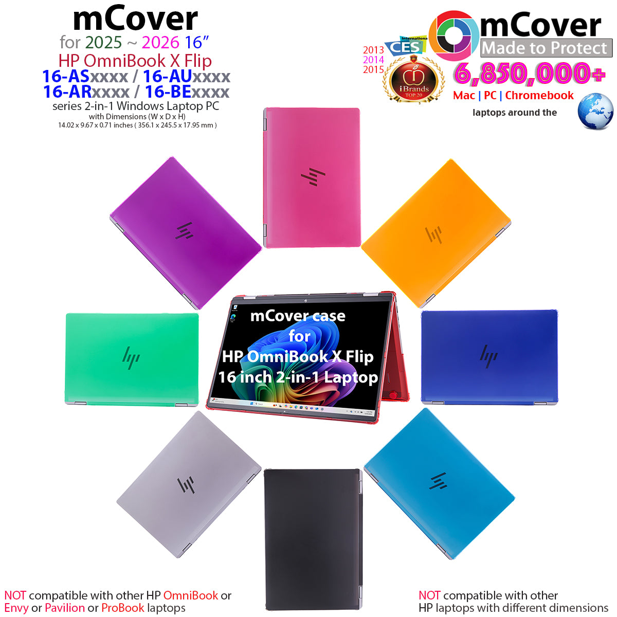 mCover Case ONLY Compatible for 16” 2025+ HP OmniBook X Flip 16-ASxxxx 16-AUxxxx 16-ARxxxx 16-BExxxx 2-in-1 Windows Laptop PC (NOT Fitting Other HP Models)