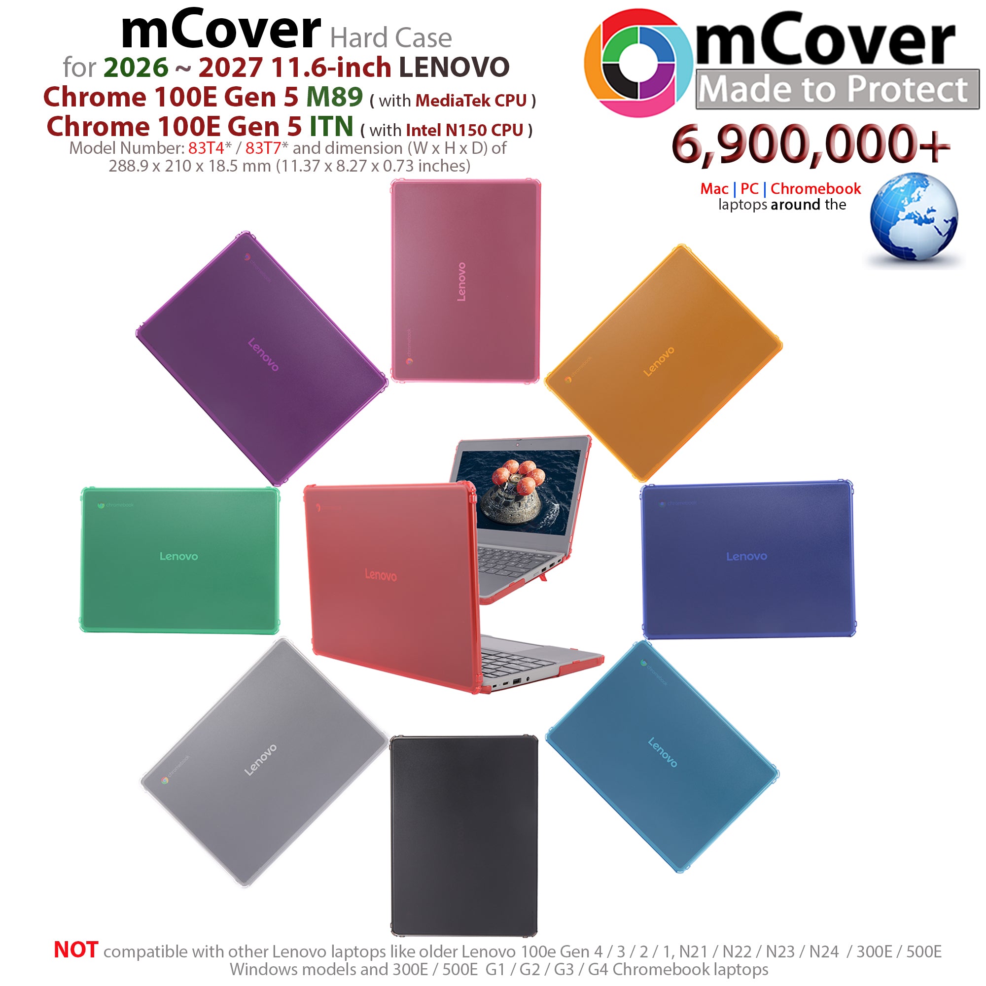 mCover Hard Shell Case ONLY Compatible for 2026+ 11.6" Lenovo Chrome 100E Gen 5 Chromebook Notebook Computer (NOT Fitting Any Other Lenovo Models)