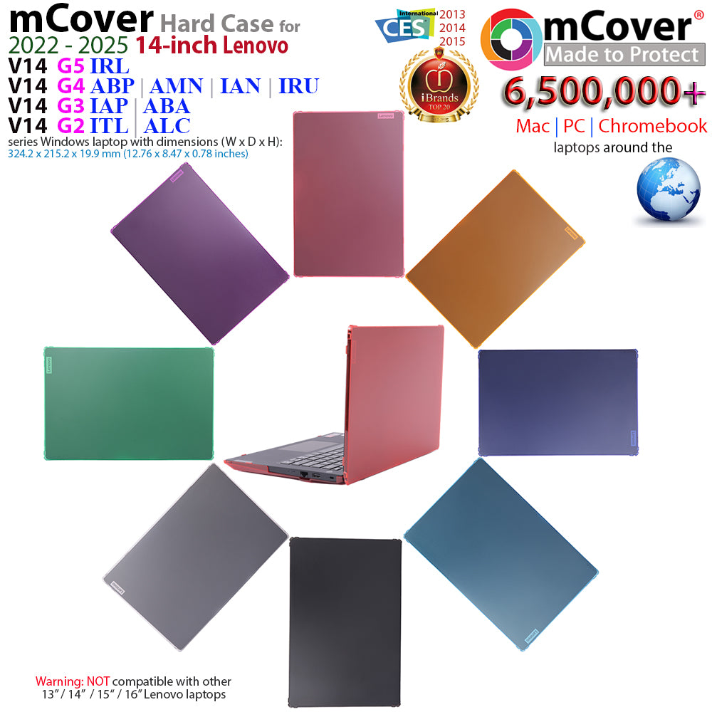 mCover Case ONLY Compatible for 2021-2025 14" Lenovo V14 G2 / G3 / G4 / G5 Series Windows Notebook PC(with 180° Hinge,NOT Fitting Any Other Lenovo Models)