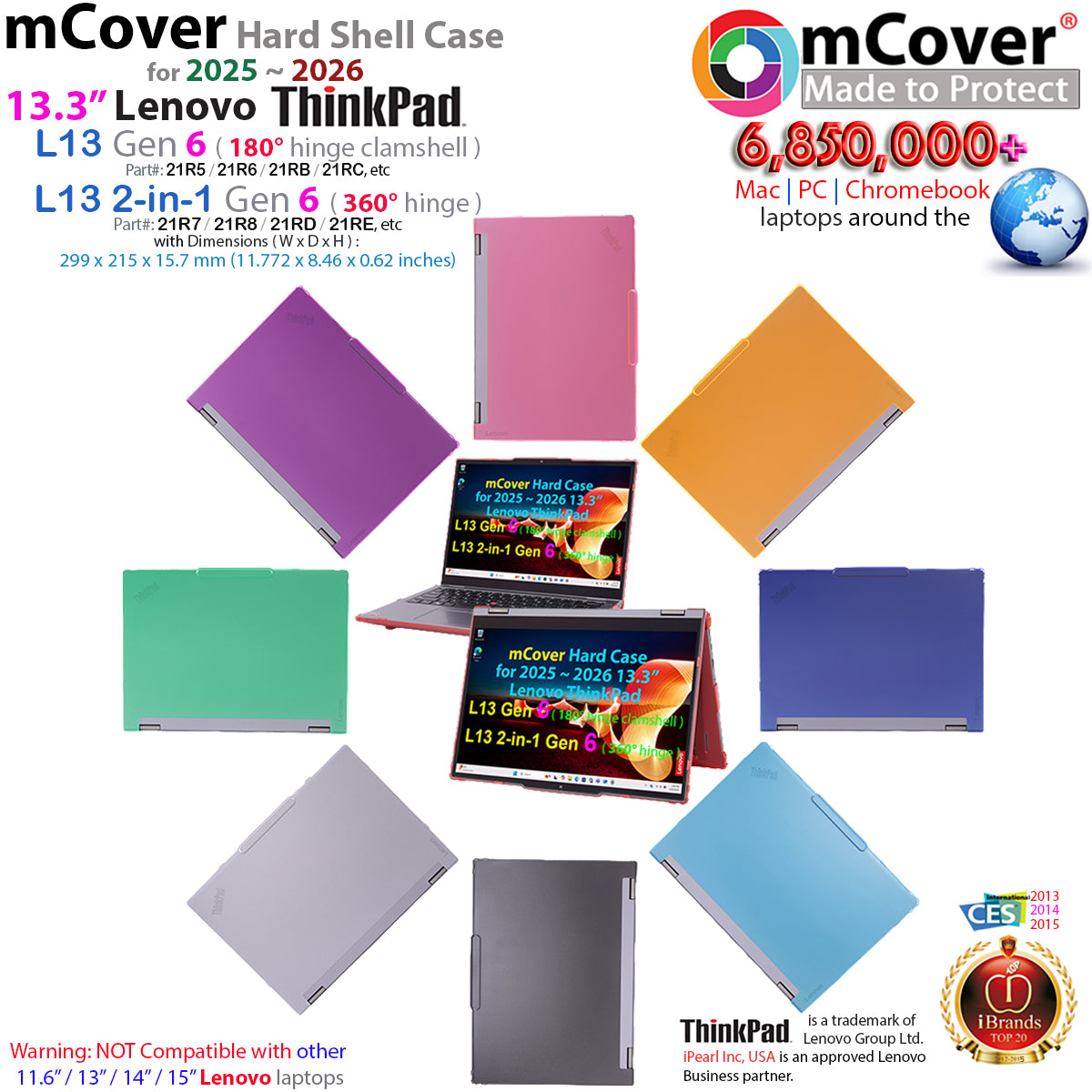 mCover Case Compatible ONLY for 2025-2026 13.3" Lenovo ThinkPad L13 Gen 6 (Clamshell or 2-in-1) Windows Laptop PC (NOT Fitting Any Other Lenovo Models)