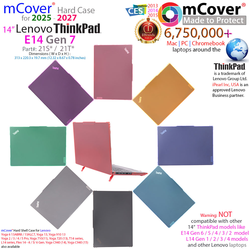 mCover Hard Case ONLY Compatible for 2025-2027 14" Lenovo ThinkPad E14 Gen 7 Windows Notebook PC (with 180° Hinge, NOT Fitting Any Other Lenovo Models)