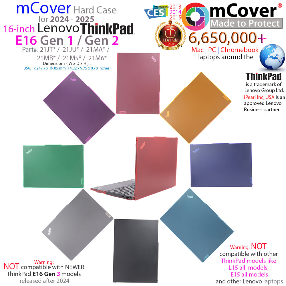 mCover case ONLY Compatible for 2024-2025 16" Lenovo ThinkPad E16 Gen 1 / Gen 2 Windows Notebook Computers (NOT Fitting Any Other Models)