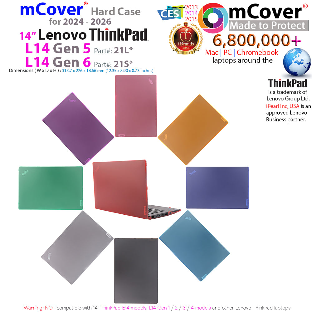 mCover case ONLY Compatible for 2024-2025 14" Lenovo ThinkPad L14 G5 G6 Series Windows Notebook Computers(NOT Fitting Any Other Lenovo Models)