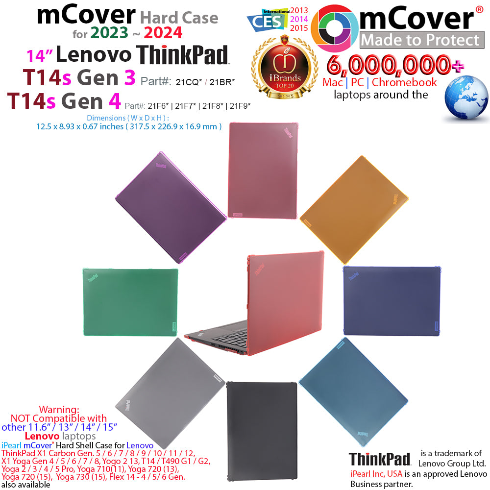 mCover Hard Case ONLY Compatible for 2023-2024 14" Lenovo ThinkPad T14s Slim Gen 3 / Gen 4 Windows PC (with 180° Hinge, NOT Fitting Any Other Lenovo Models)