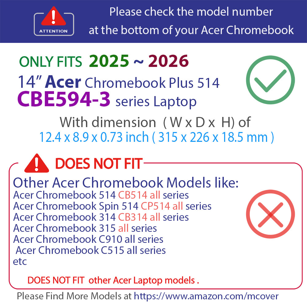 mCover Case ONLY Compatible for 2025 or Newer 14-inch Acer Chromebook Plus Enterprise 514 CBE594-3 Series Laptop Computer（NOT Fitting Other Acer Models