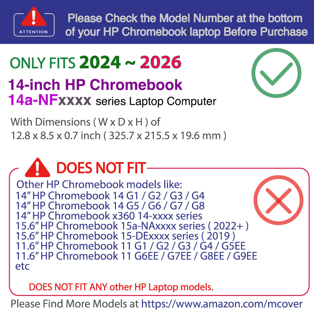 mCover Case ONLY Compatible for 2024 or Later 14-inch HP Chromebook 14a-NFxxxx Series Laptop Computer (NOT Fitting Any Other HP Models)