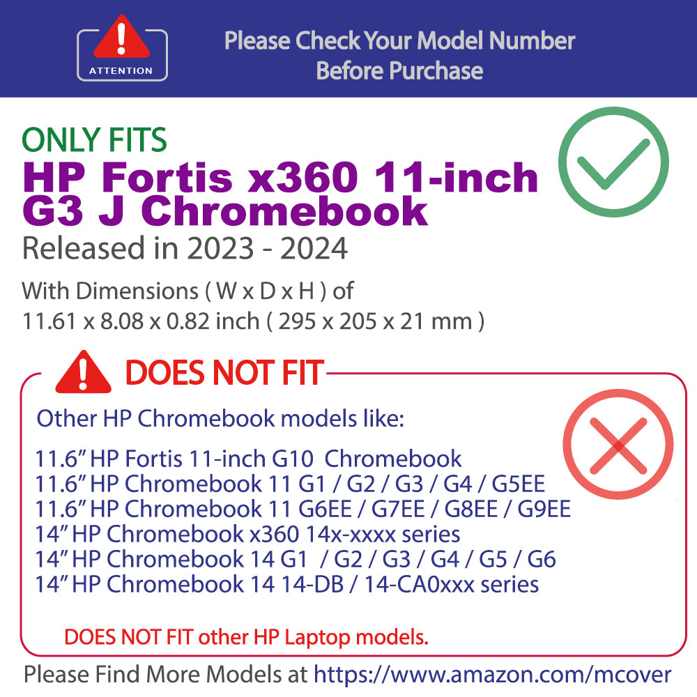 mCover Case ONLY Compatible for 2023-2024 11.6" HP Fortis x360 11 inch G3 J Chromebook Laptop Computers (NOT Fitting Any Other HP Models)