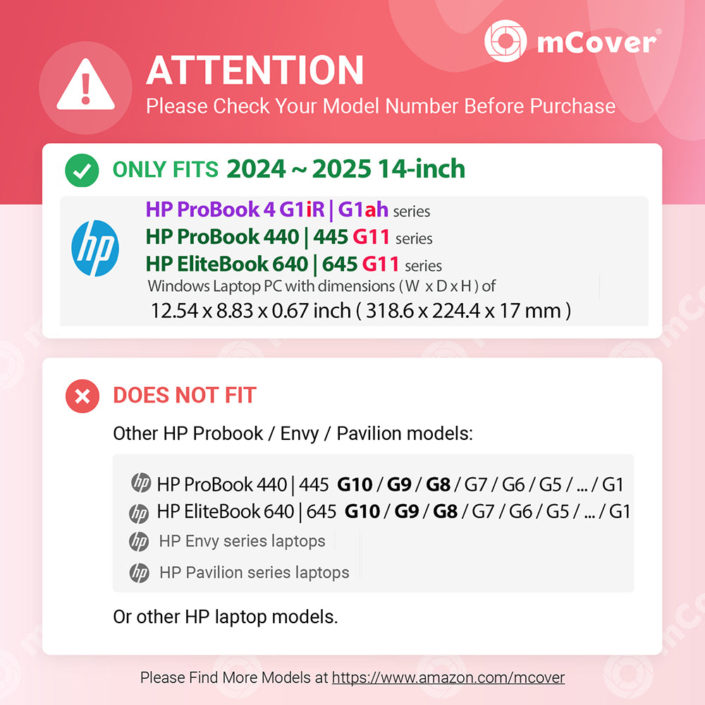 mCover Case ONLY Compatible for 2024 ～ 2025 14-inch HP ProBook 440/445 G11, ProBook G1iR | G1ah and EliteBook 640 | 645 G11 Series Windows Notebook PC (NOT Fitting Other HP Models)
