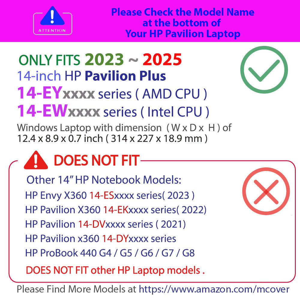 mCover Case Only Compatible for 2023~2025 14" HP Pavilion Plus 14-EY0000 14-EW0000 Series Windows Laptop (NOT Fitting Any Other HP Models)