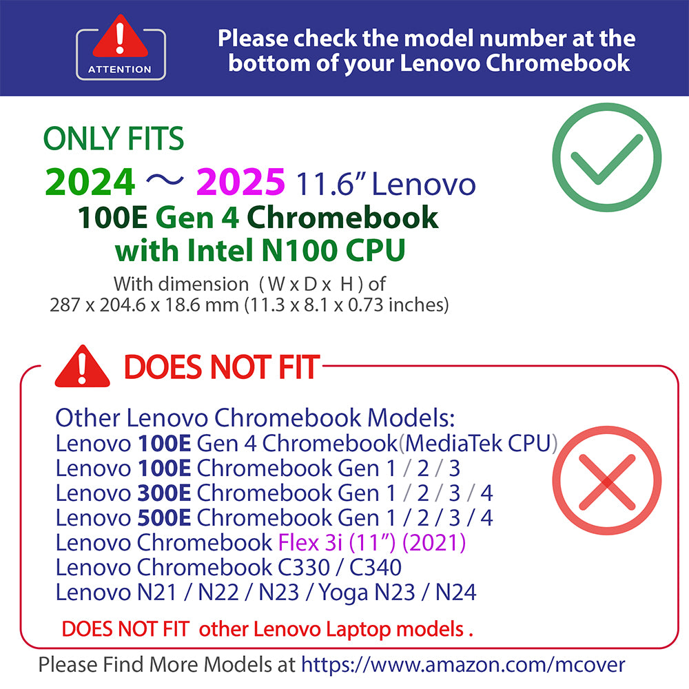 mCover Hard Case ONLY Compatible for 2024~2025 11.6" Lenovo 100E Chromebook Gen 4 (with Intel CPU and Model# 83G*) Laptop Computer (NOT Fitting Any Other Lenovo Models)