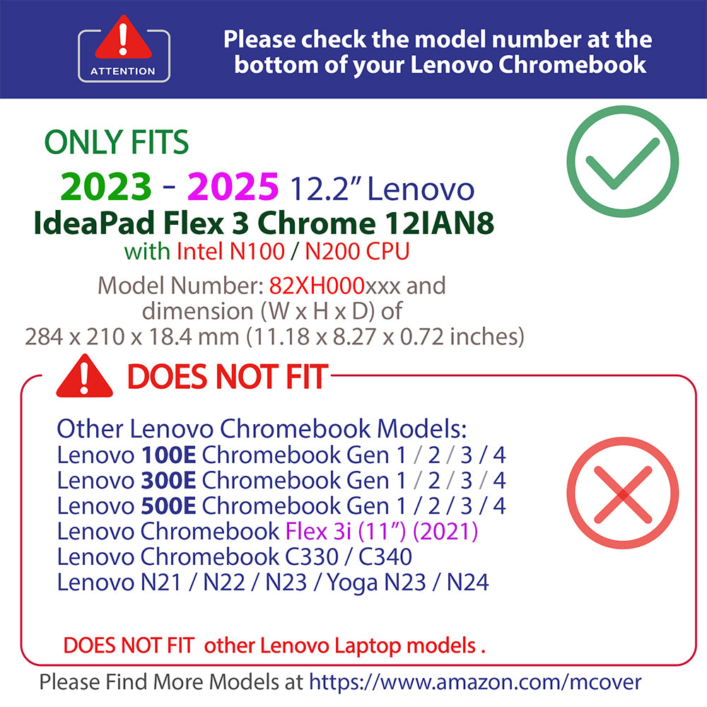 mCover Case ONLY Compatible for 2023-2025 12.2" Lenovo IP Flex 3 Chrome 12IAN8 Convertible Chromebook Laptops (NOT Fitting Other Lenovo Models)
