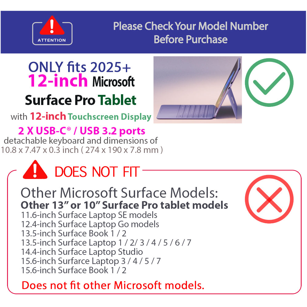 mCover Hard Case ONLY Compatible with New 2025/2026 12-inch Microsoft Surface Pro Tablet Windows PC (NOT Fitting Other Surface Tablet Models)