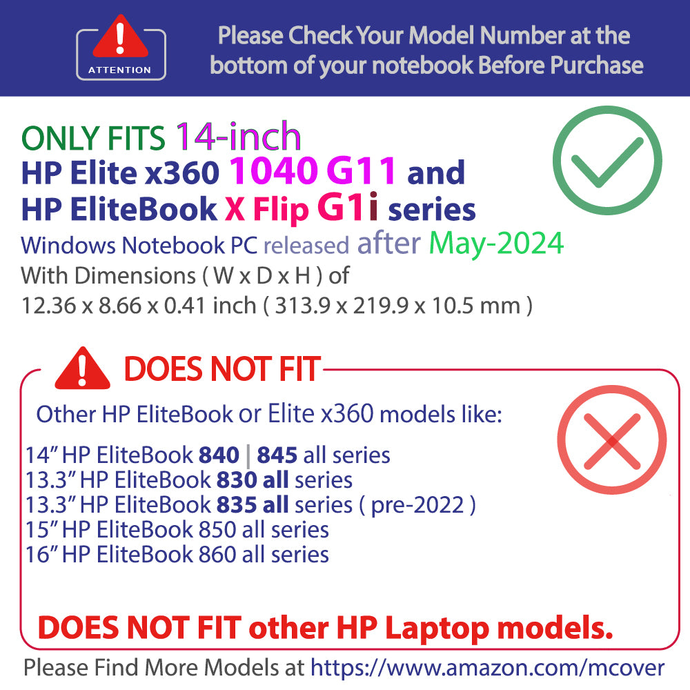 mCover Case Only Compatible for 2024~2025 14" HP Elite x360 1040 G11 2-in-1 Series AND EliteBook X Flip G1i 14-inch Windows Laptop (NOT Fitting Any Other HP Models)