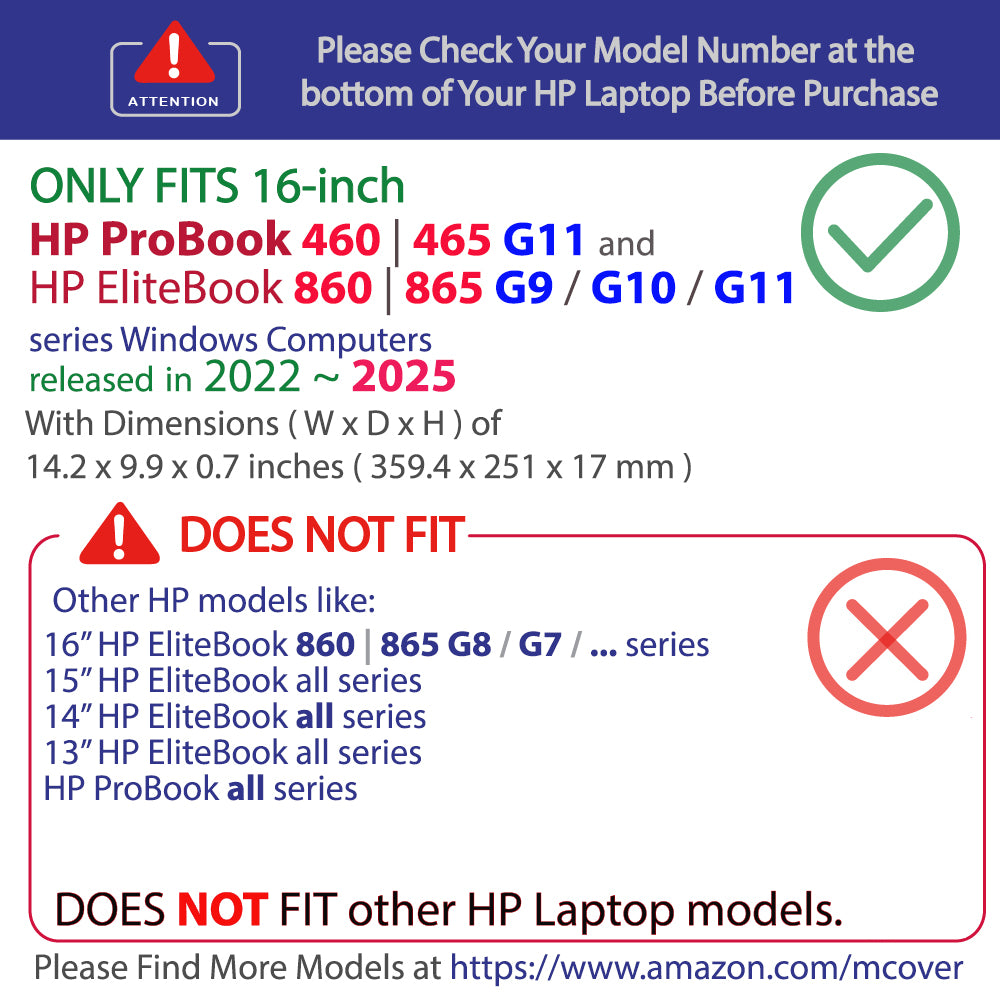 mCover Case Only Compatible for 2022～2025 16" HP ProBook 460 | 465 G11 & EliteBook 860 | 865 G9 G10 G11 Series Windows Notebook PC (Not for Other HP Models)
