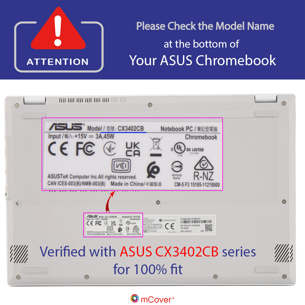 mCover Case ONLY Compatible with 2023~2024 14-inch ASUS Chromebook Plus Enterprise CX34 (CX3402) Series Laptop Computers (NOT Fitting Any Other ASUS Models)