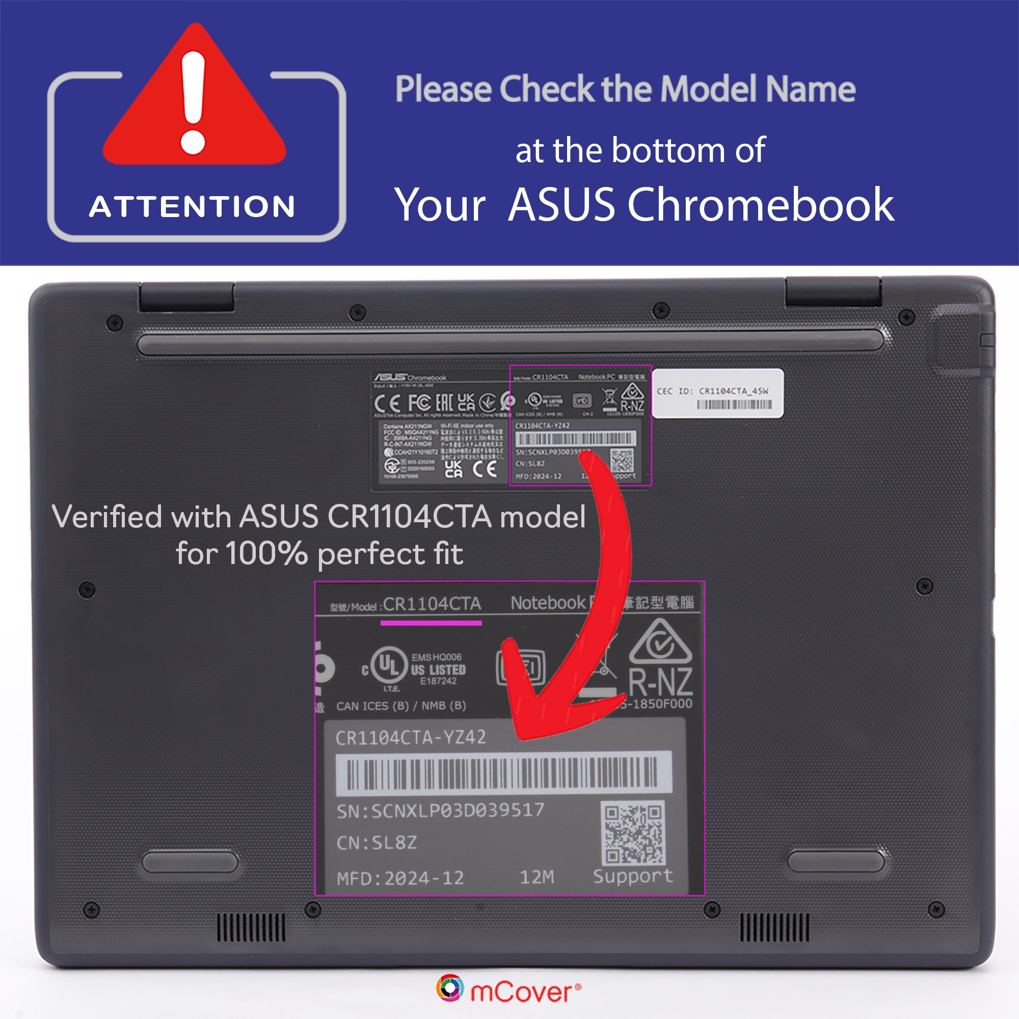 mCover Case Only Compatible for 2024~2026 11.6" ASUS Chromebook CR11 (CR1104CGA or CR1104CTA) Series Laptop Computers (NOT Fitting Any Other ASUS Models)