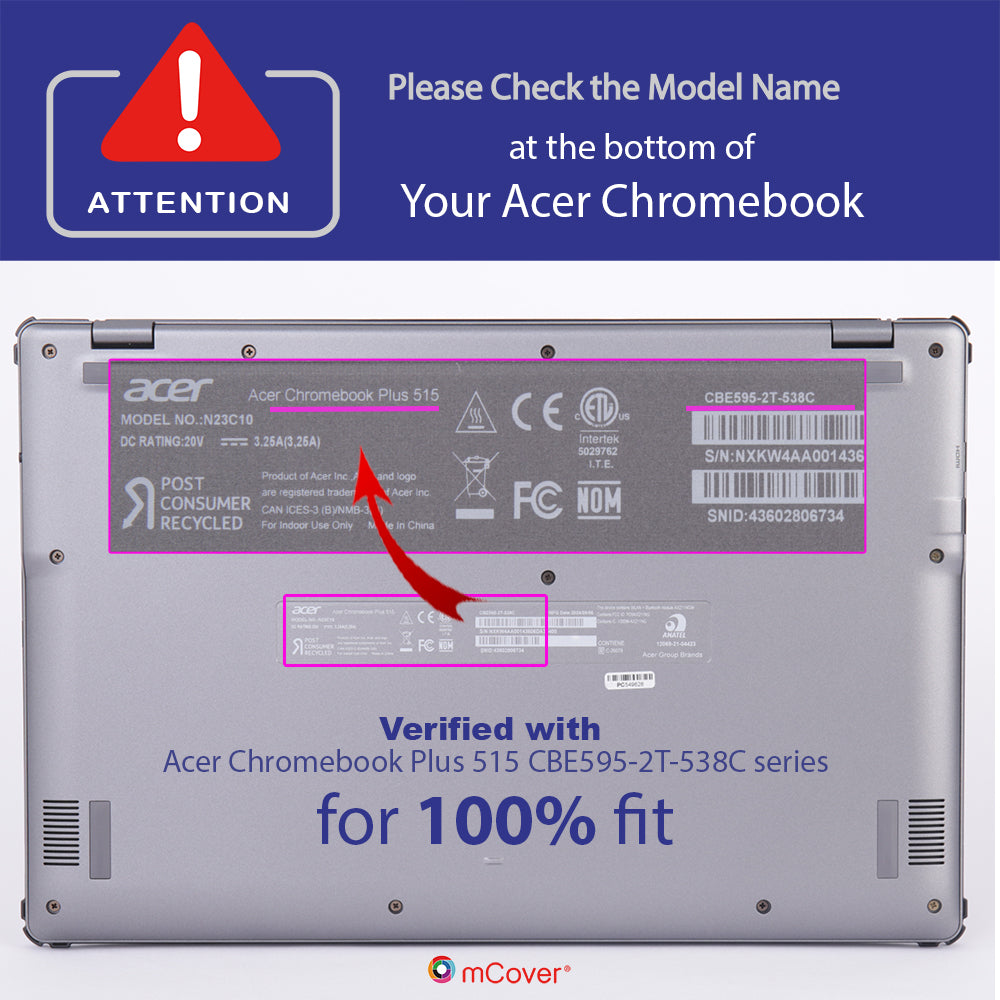 mCover Case ONLY Compatible for 2024-2025 15.6" Acer ChromeBook Plus 515 CBE595-2 Series Notebook Computer (NOT Fitting Any Other Acer Models)