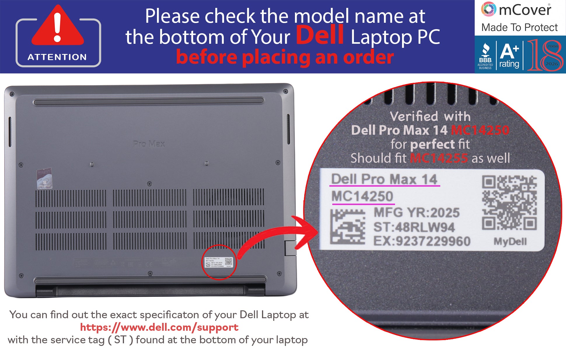 NEW mCover Case for 2025+ 14" Dell Pro Max 14 MC14250 MC14255 Windows Laptop PC
