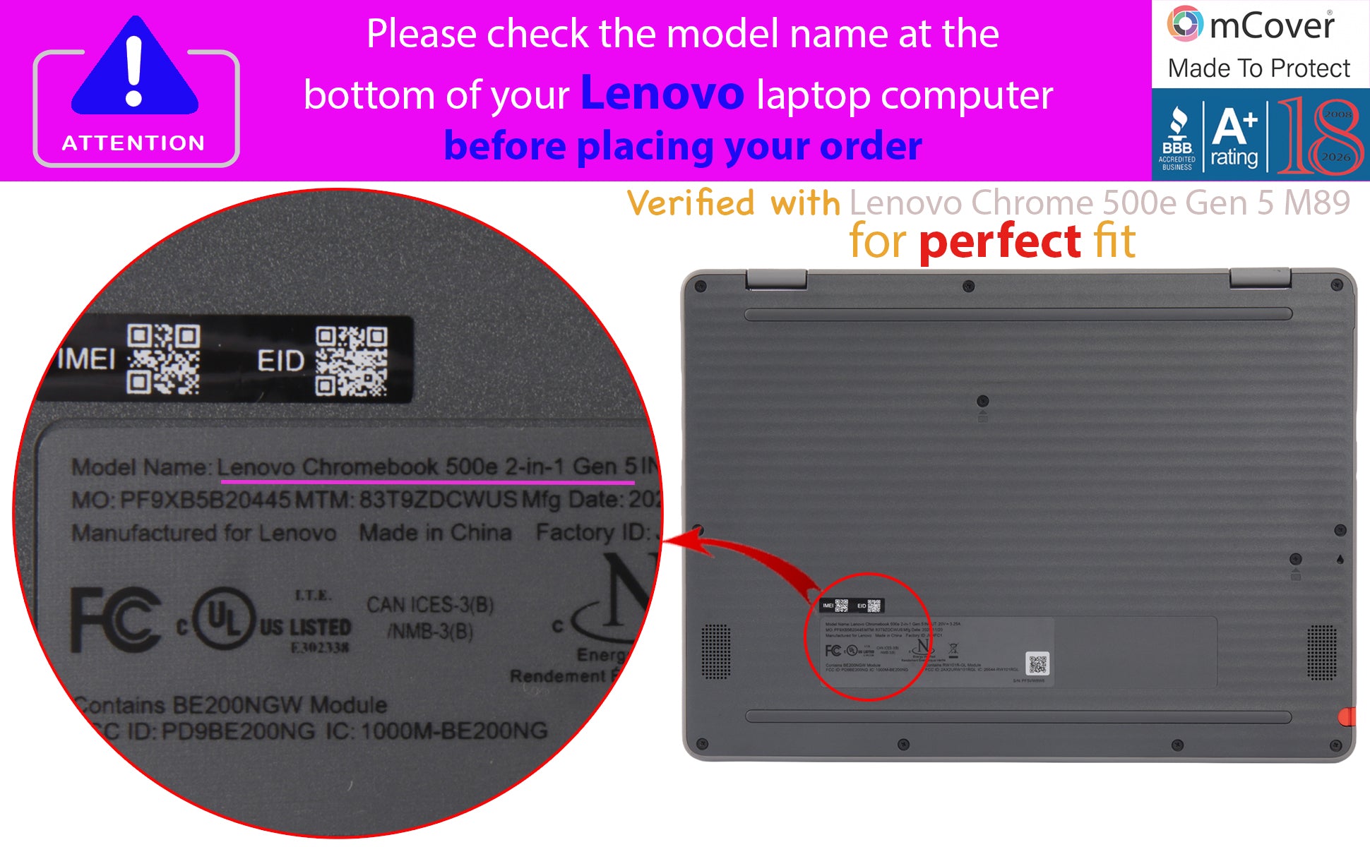 mCover Hard Case ONLY Compatible for 2026+ 11.6" or 12.2" Lenovo Chromebook 500e 2-in-1 Gen 5 Notebook Computer (NOT Fitting Any Other Lenovo Models)