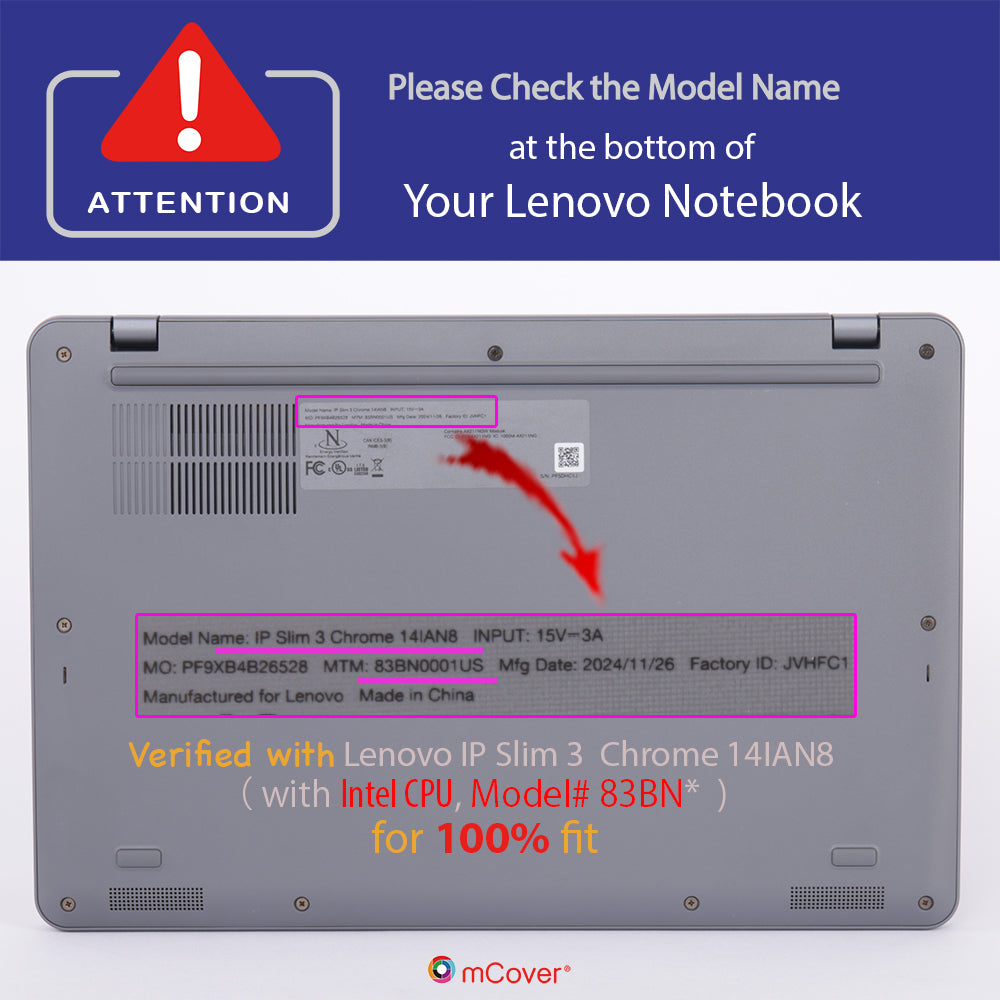 mCover Case ONLY Compatible for 2023-2025 14" Lenovo IP Slim 3 Chrome 14IAN8 Chromebook Laptops (NOT Fitting Other Lenovo Models)
