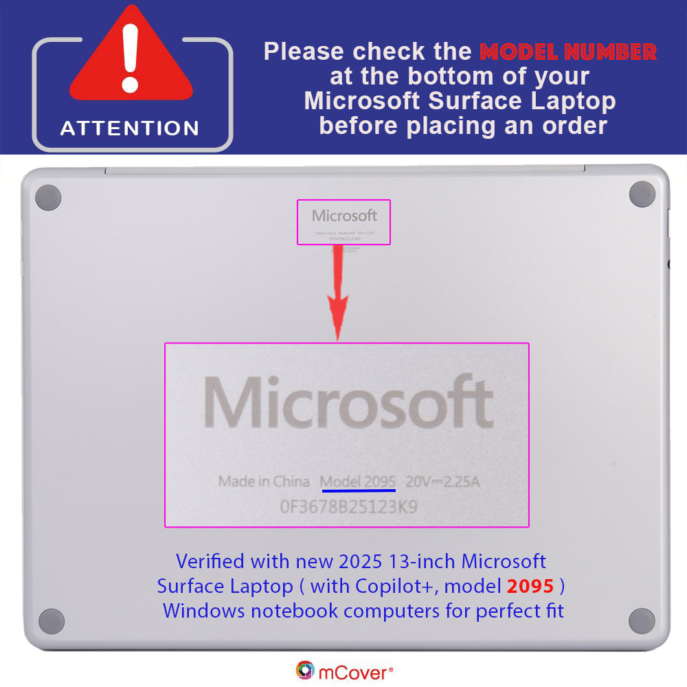 mCover case ONLY Compatible for 2025+ 13" Microsoft Surface Laptop 13 Windows PC (Model# 2095) with Snapdragon CPU & Copilot+ (NOT Fitting Other Surface Laptop)