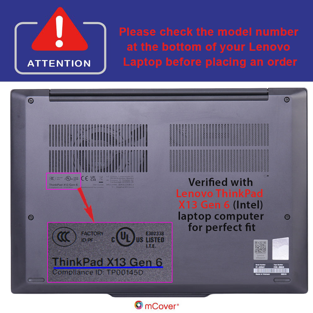 mCover case ONLY Compatible for 2025+ 13.3" Lenovo ThinkPad X13 Gen 6 Series Clamshell (with 180° Hinge) Windows Notebook PC(NOT Fitting Any Other Models)