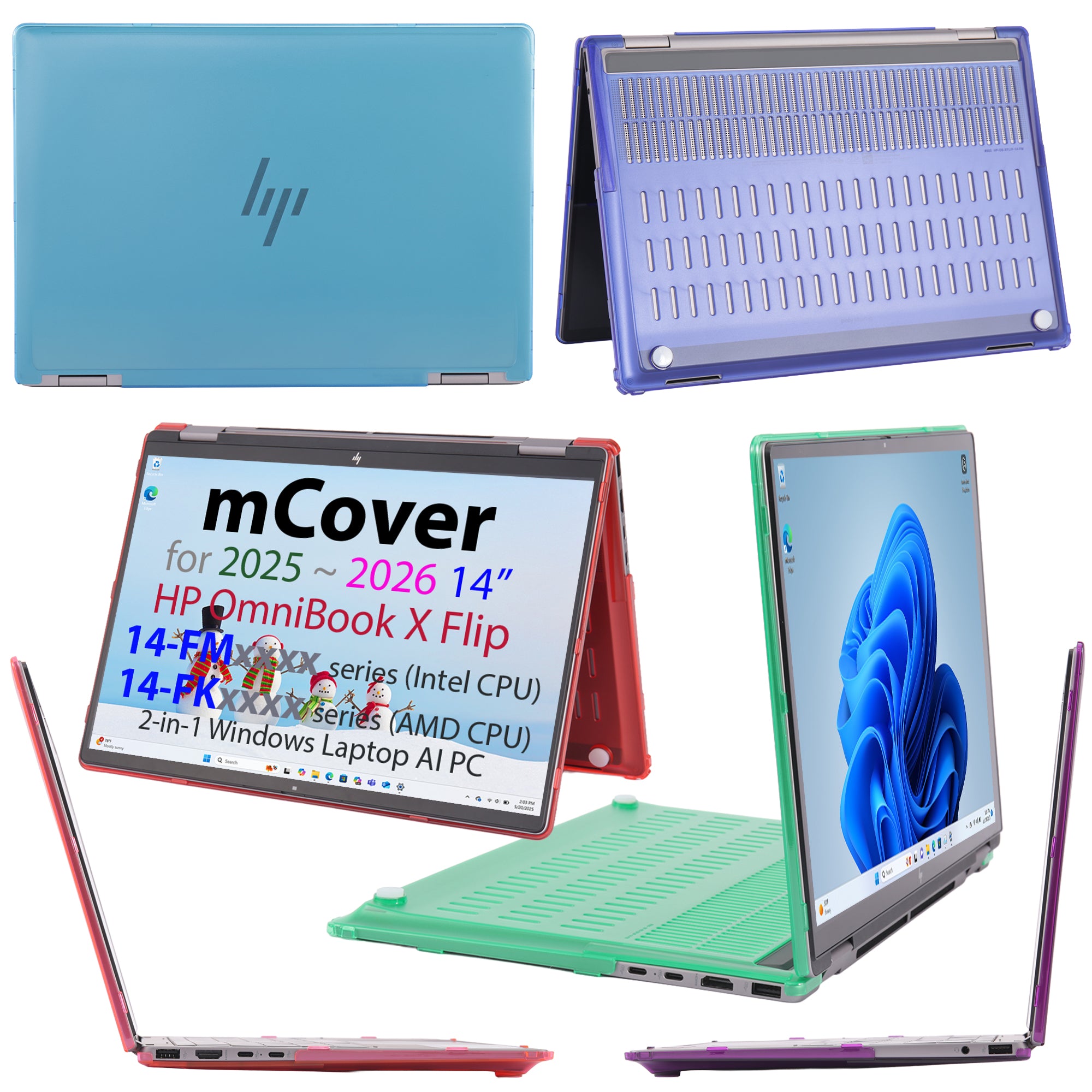 mCover Hard Case ONLY Compatible for 2025+ 14" HP OmniBook X Flip 14-FMxxxx 14-FKxxxx 2-in-1 (with 360° Hinge) Windows Laptop (NOT Fitting Any Other HP Models)