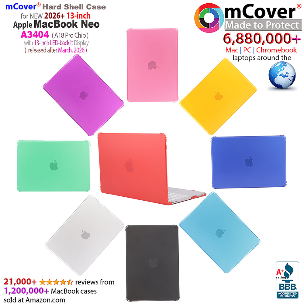 mCover Case ONLY Compatible with 2026 or Newer 13” MacBook Neo Laptop Computer (Model A3404, with Apple A18 Pro Chip, 13" LED-Backlit Display)