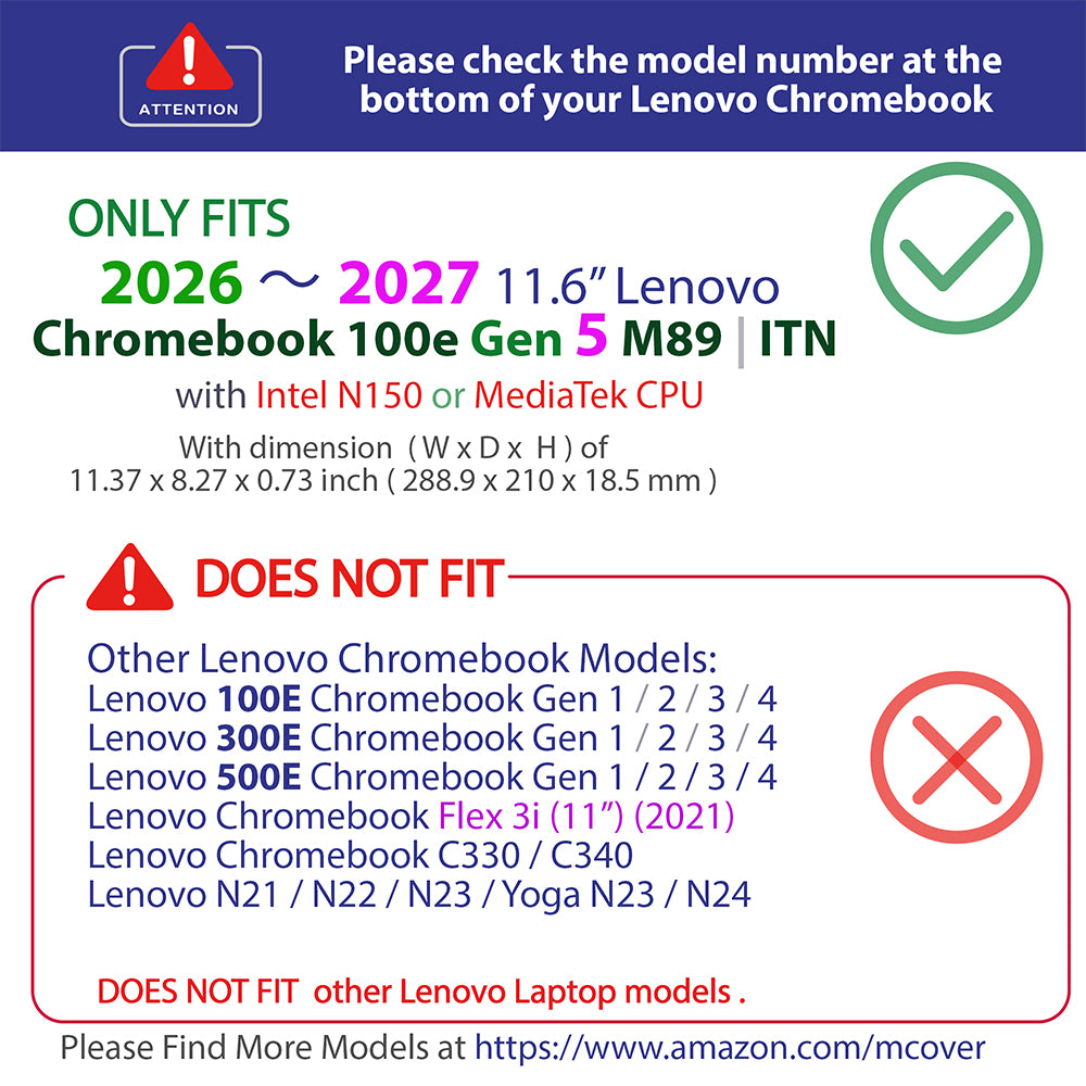 mCover Hard Shell Case ONLY Compatible for 2026+ 11.6" Lenovo Chrome 100E Gen 5 Chromebook Notebook Computer (NOT Fitting Any Other Lenovo Models)