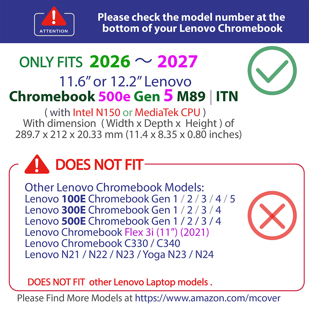 mCover Hard Case ONLY Compatible for 2026+ 11.6" or 12.2" Lenovo Chromebook 500e 2-in-1 Gen 5 Notebook Computer (NOT Fitting Any Other Lenovo Models)