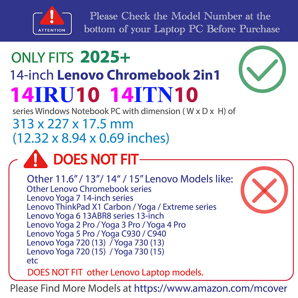 mCover Case ONLY Compatible for 2025-2026 14" Lenovo Chrome 2in1 14IRU10 | 14ITN10 Chromebook Laptops (NOT Fitting Other Lenovo Models)