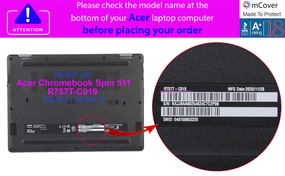 Hard Case Only Compatible for 2025~2026 11.6" Acer Chromebook Spin 511 R757 Series 2-in-1 Laptop Computers (NOT Compatible with Any Other Acer Models)