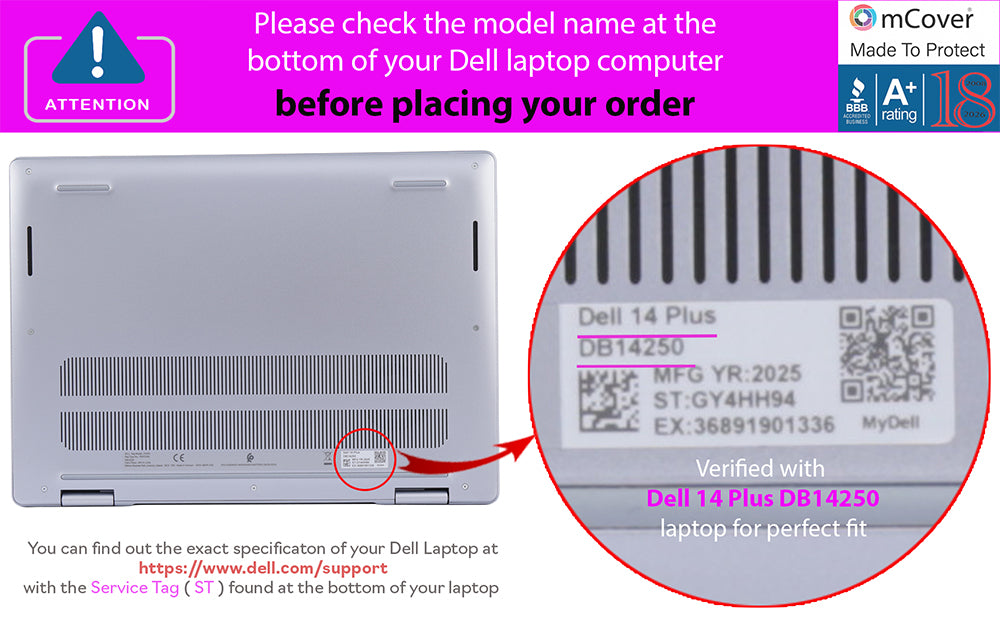 mCover Case ONLY Compatible for 2025+ 14" Dell 14 Plus DB14250 / DB14255 Clamshell Windows Notebook PC (NOT Fitting Any Other Dell Models)