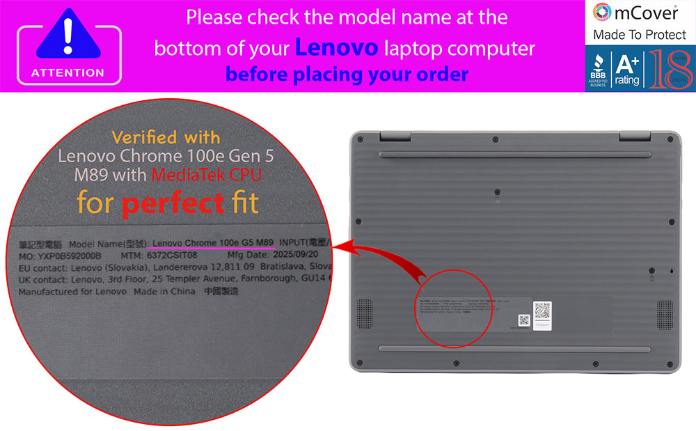 mCover Hard Shell Case ONLY Compatible for 2026+ 11.6" Lenovo Chrome 100E Gen 5 Chromebook Notebook Computer (NOT Fitting Any Other Lenovo Models)