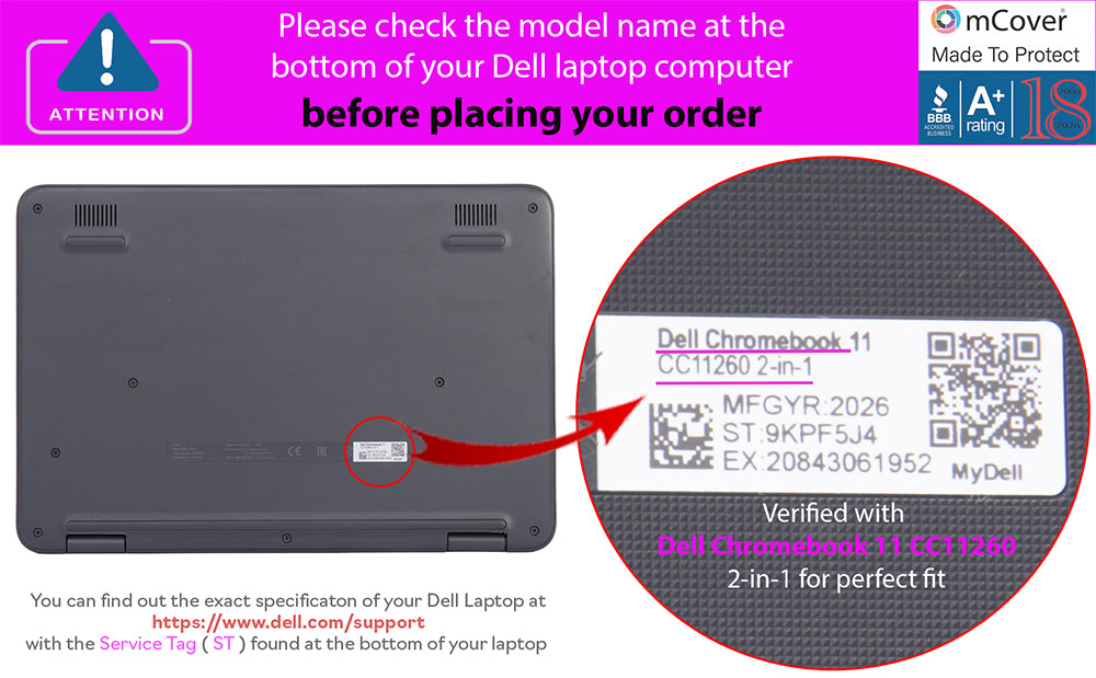 mCover Case Compatible Only for 2026+ 11.6" Dell Chromebook CC11260 2-in-1 (with 360° Hinge) Laptop Computer (NOT Fitting Any Other Dell Models)