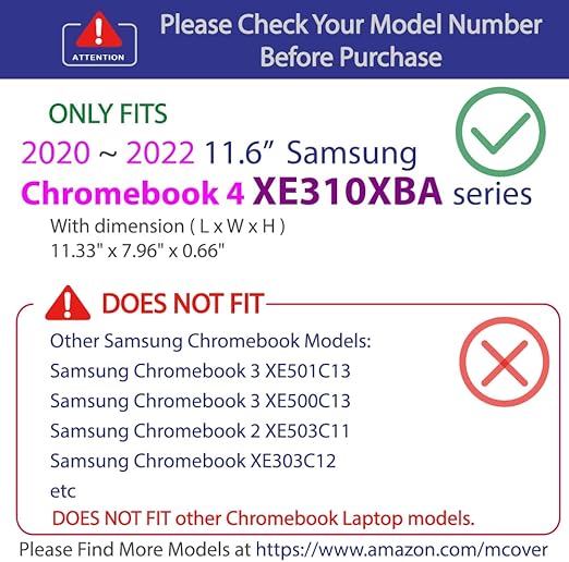 mCover Hard Shell Case for 2020~2022 11.6" Samsung Chromebook 4 XE310XBA Series