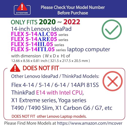 mCover Aqua Clip-On Case for 2020-2022 Lenovo IdeaPad Flex 5-14ARE05 / 5-14ALC05 / 5-14IIL05 / 5-14ITL05 Convertible Laptops