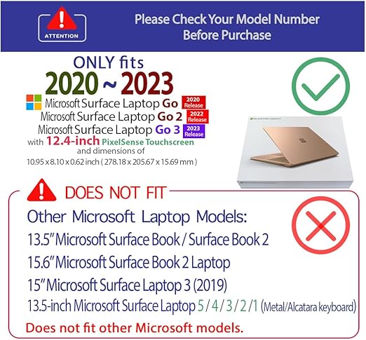 mCover Case Compatible ONLY for 2020-2024 12.4" Microsoft Surface Laptop Go 3/2 / 1 with Touch Screen (NOT Compatible with Any Other Surface Models)