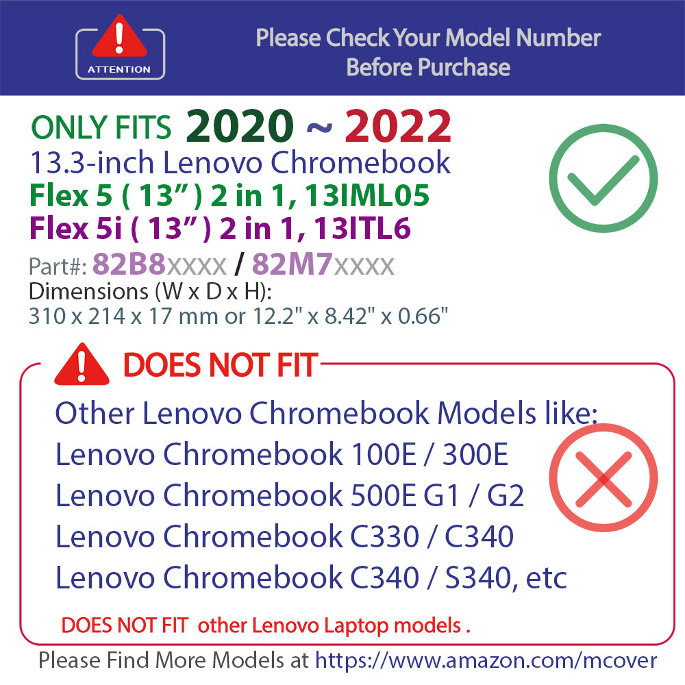mCover Case Compatible for 2020~2022 13.3" Lenovo IdeaPad Flex 5 (13") 13IML05 / Flex 5i 13ITL6 2 in 1 Chromebook Laptop ONLY (NOT Fitting Any Other Lenovo Models )