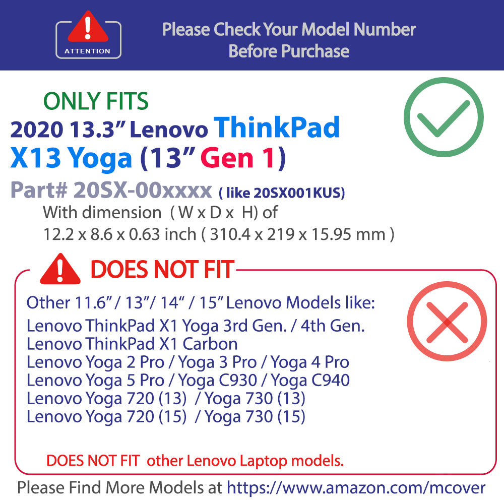 mCover Hard Shell Case for 13.3'' Lenovo ThinkPad X13 Yoga Gen 1 Laptop Computer (LEN-TP-X13Yoga-G1