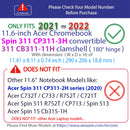 mCover Case Compatible for 2021~2022 11.6" Acer Chromebook 311 CB311-11H (180° Hinge) & Spin 311 CP311-3H Series Convertible ONLY (NOT Fitting Other Acer Models)