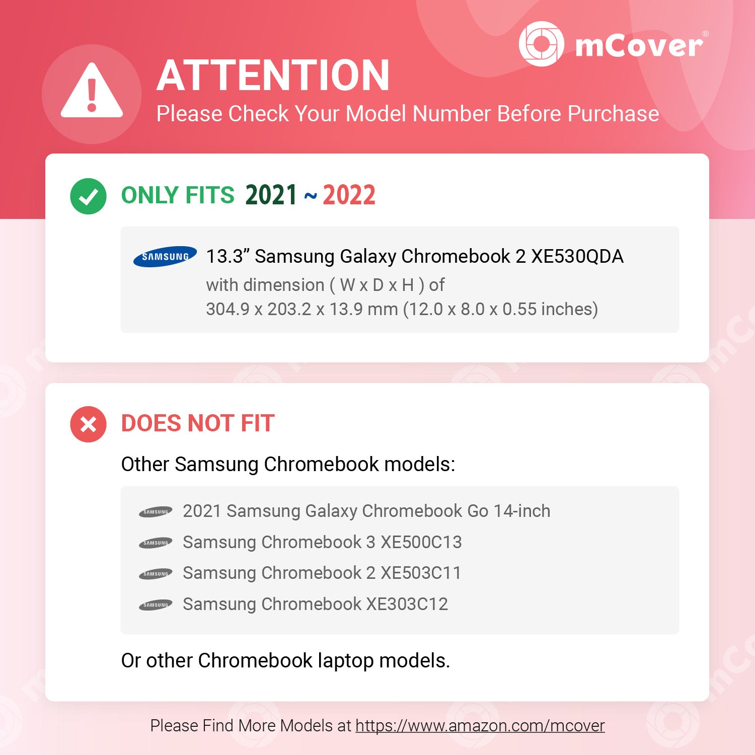 mCover Case Compatible for 2021~2022 13.3" Samsung Galaxy Chromebook 2 XE530QDA Series Laptop Computers ONLY (NOT Fitting Any Other Samsung Models)