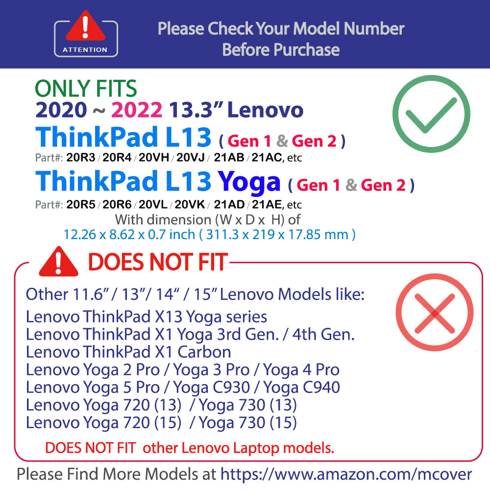mCover Case Compatible for 2020~2022 13.3" Lenovo ThinkPad L13 Yoga / L13 Gen 1 / Gen 2 Laptop Computers ONLY (NOT Fitting Other Lenovo ThinkPad Models)